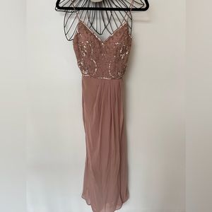 Dusky pink long dress, with beautiful rose gold sequin